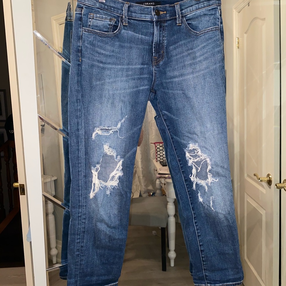 JBrand Cropped Ripped Denim Jeans